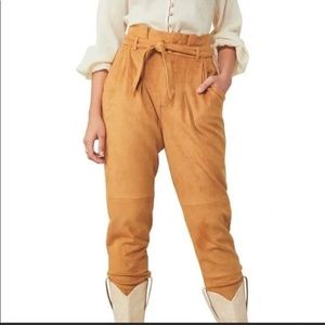 Free People NWT Nightfall Vegan Suede Pants Camel Small